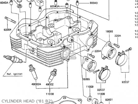 CYLINDER HEAD ('81 B2) - KZ440B2 1981 USA / MPH