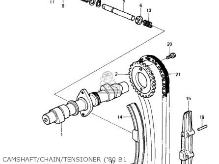CAMSHAFT/CHAIN/TENSIONER ('80 B1 - KZ440B2 1981 USA / MPH