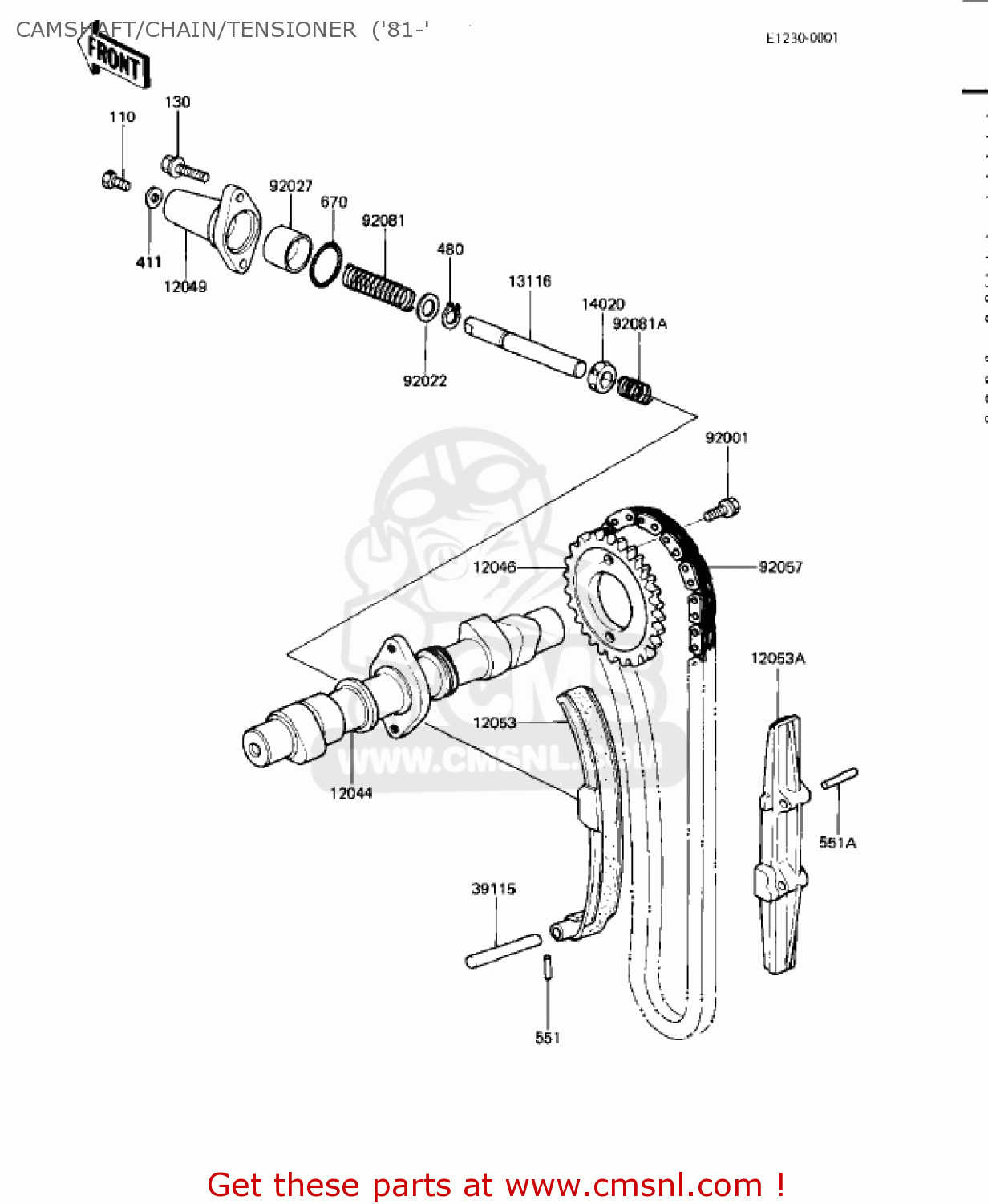 CAMSHAFT/CHAIN/TENSIONER  ('81-' KZ440D1 LTD 1980 USA CANADA / BELT DRIVE