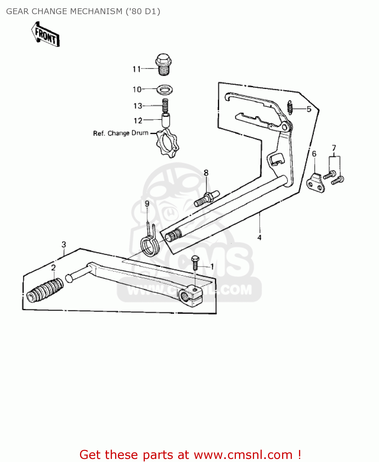 GEAR CHANGE MECHANISM ('80 D1) KZ440D1 LTD 1980 USA CANADA / BELT DRIVE