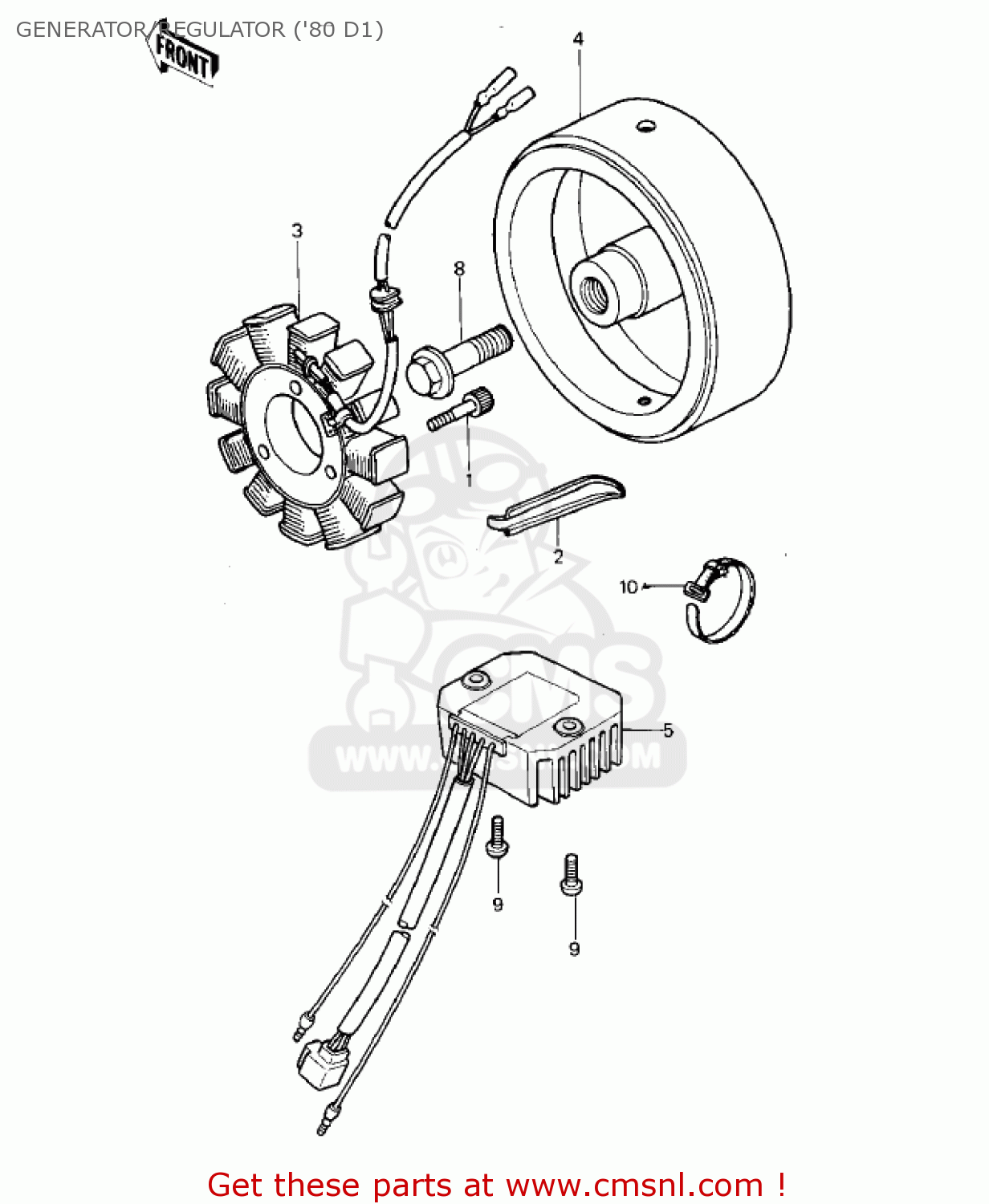 GENERATOR/REGULATOR ('80 D1) KZ440D1 LTD 1980 USA CANADA / BELT DRIVE