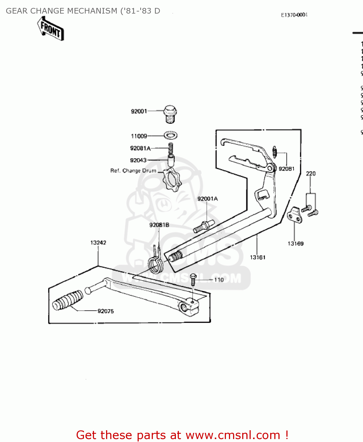 GEAR CHANGE MECHANISM ('81-'83 D KZ440D1 LTD 1980 USA CANADA / BELT DRIVE
