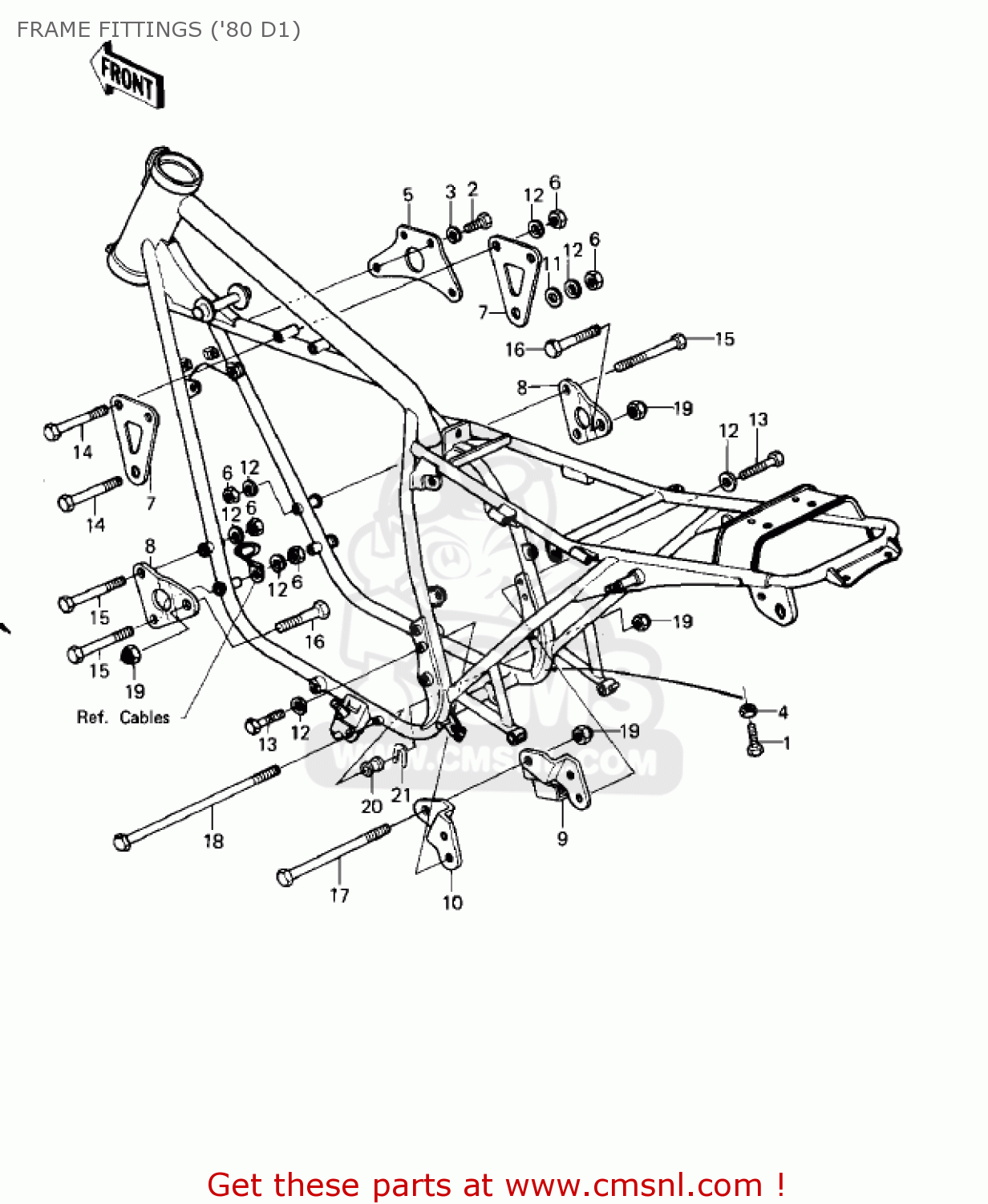 FRAME FITTINGS ('80 D1) KZ440D1 LTD 1980 USA CANADA / BELT DRIVE