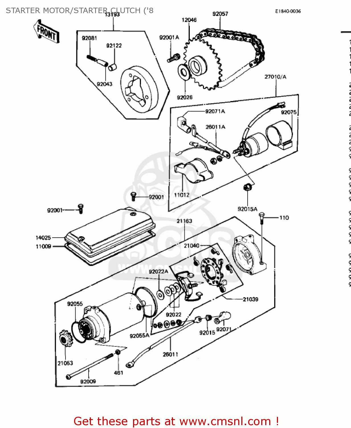 STARTER MOTOR/STARTER CLUTCH ('8 KZ440D1 LTD 1980 USA CANADA / BELT DRIVE