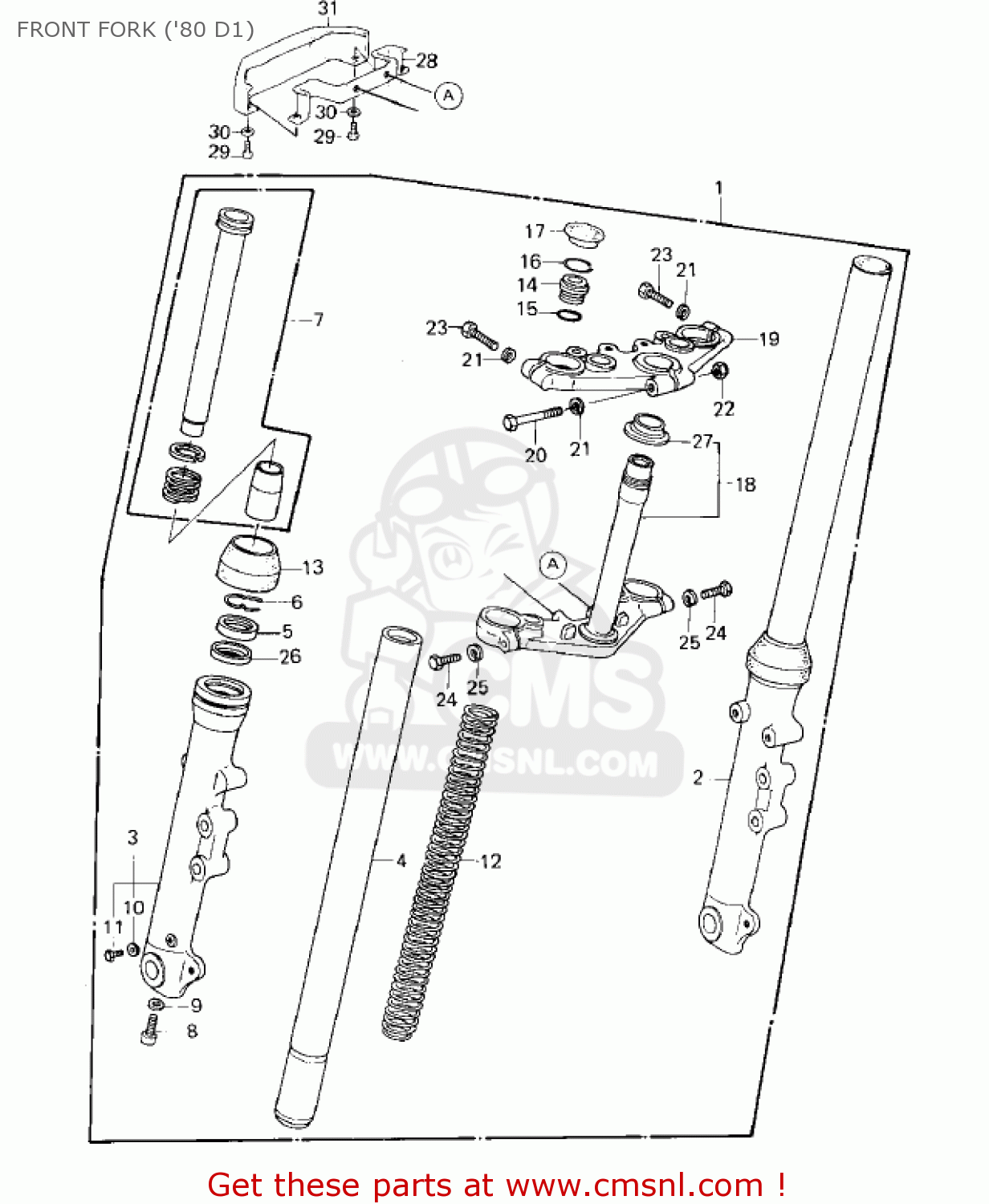 FRONT FORK ('80 D1) KZ440D1 LTD 1980 USA CANADA / BELT DRIVE