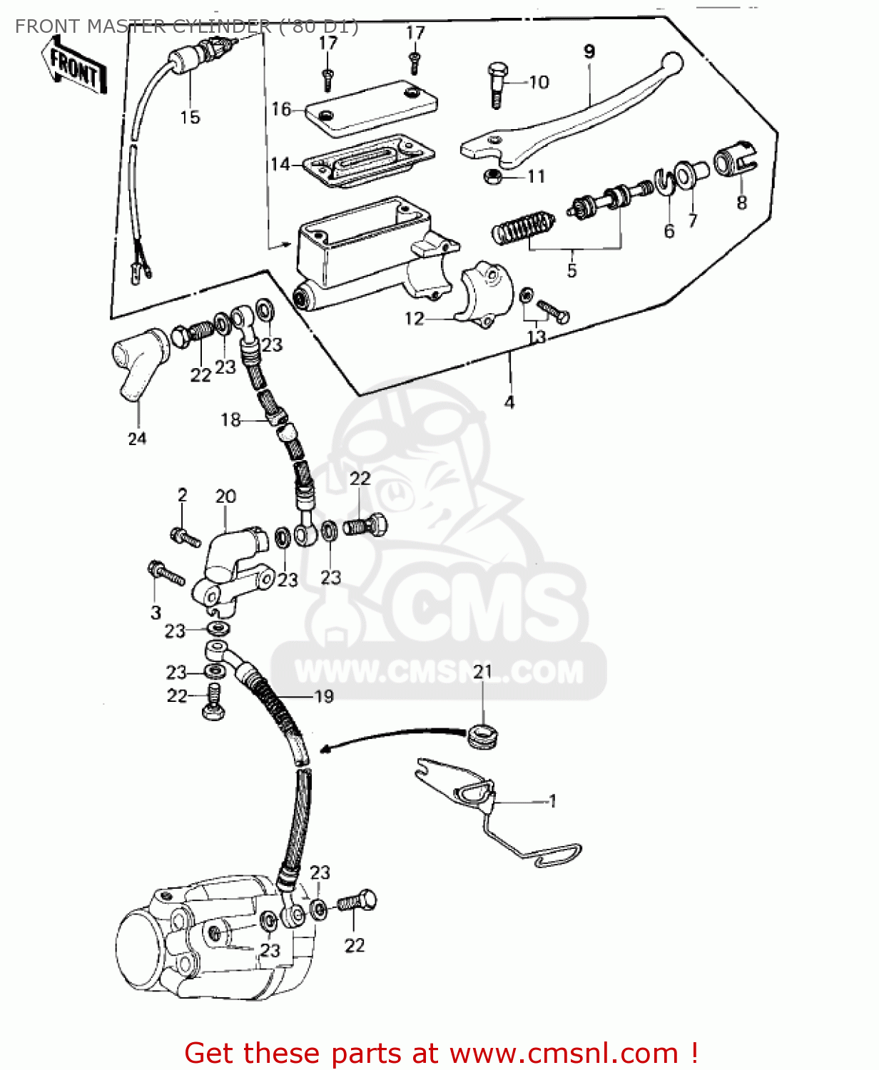 FRONT MASTER CYLINDER ('80 D1) KZ440D1 LTD 1980 USA CANADA / BELT DRIVE