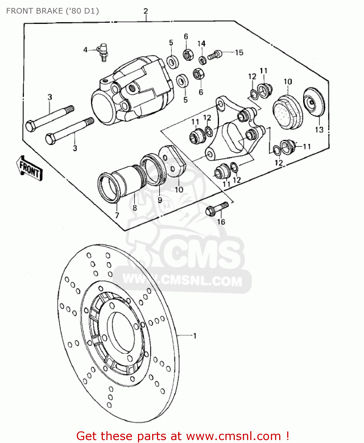 FRONT BRAKE ('80 D1) KZ440D1 LTD 1980 USA CANADA / BELT DRIVE