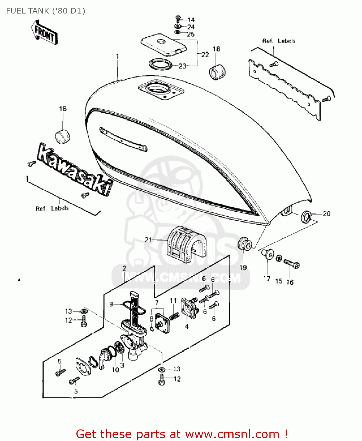 FUEL TANK ('80 D1) KZ440D1 LTD 1980 USA CANADA / BELT DRIVE