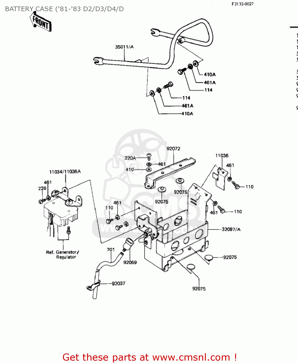 BATTERY CASE ('81-'83 D2/D3/D4/D KZ440D1 LTD 1980 USA CANADA / BELT DRIVE