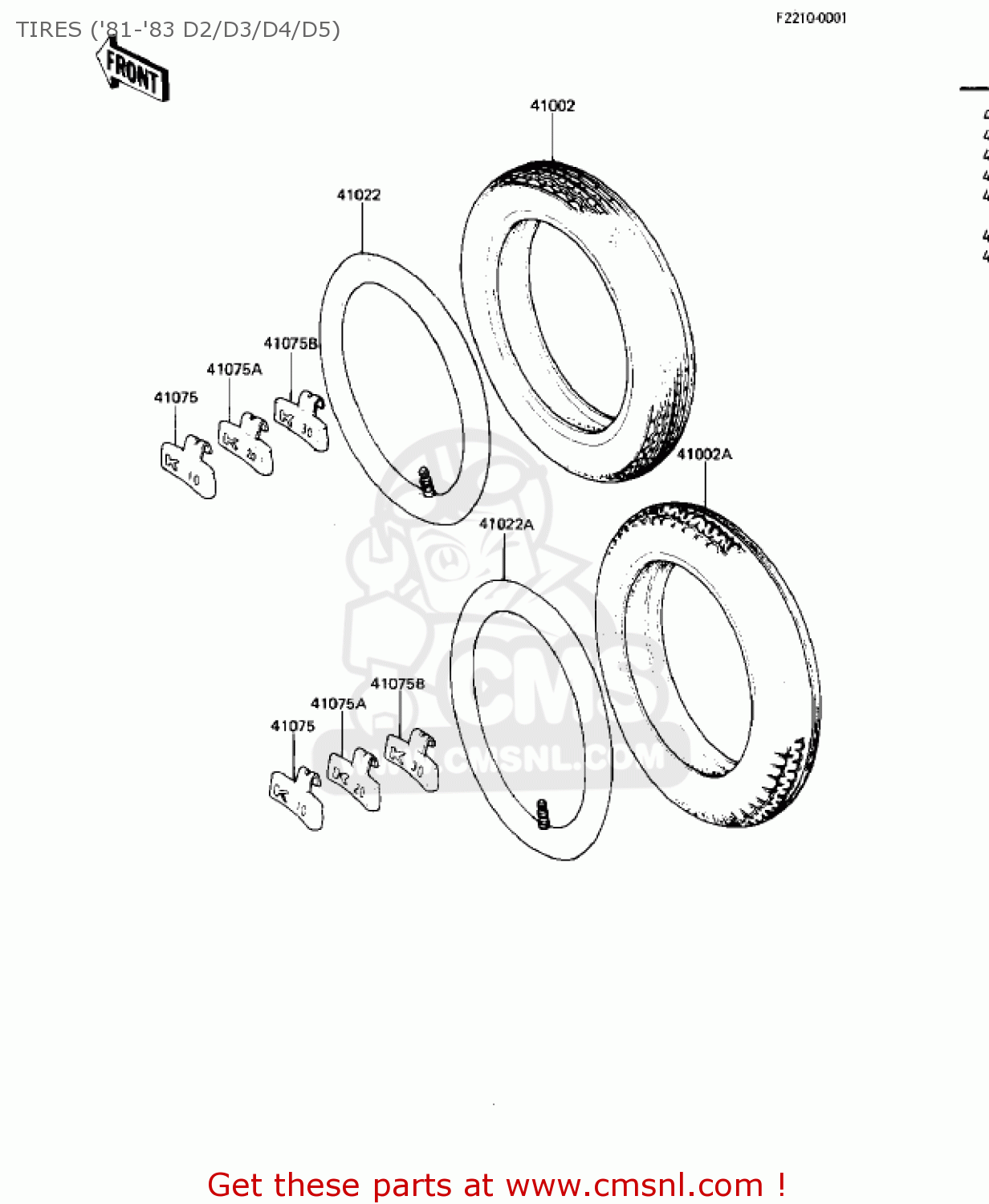TIRES ('81-'83 D2/D3/D4/D5) KZ440D1 LTD 1980 USA CANADA / BELT DRIVE