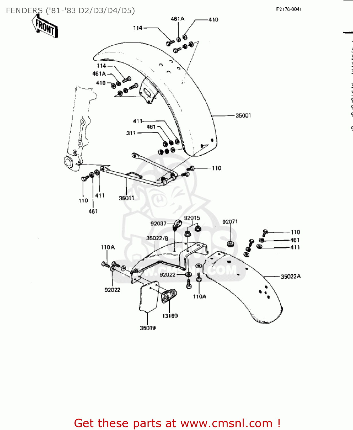 FENDERS ('81-'83 D2/D3/D4/D5) KZ440D1 LTD 1980 USA CANADA / BELT DRIVE