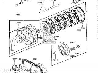 CLUTCH (KZ440-D2) - KZ440D1 LTD 1980 USA CANADA / BELT DRIVE