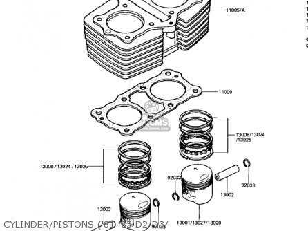 CYLINDER/PISTONS ('81-'83 D2/D3/ - KZ440D1 LTD 1980 USA CANADA / BELT DRIVE
