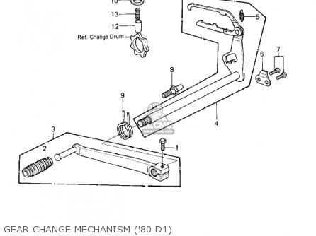 GEAR CHANGE MECHANISM ('80 D1) - KZ440D1 LTD 1980 USA CANADA / BELT DRIVE