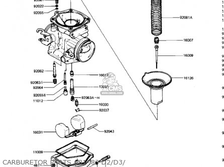 CARBURETOR PARTS ('81-'83 D2/D3/ - KZ440D1 LTD 1980 USA CANADA / BELT DRIVE