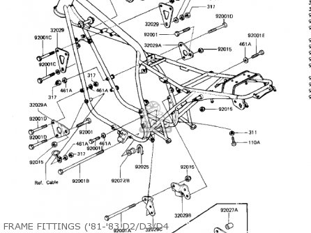 FRAME FITTINGS ('81-'83 D2/D3/D4 - KZ440D1 LTD 1980 USA CANADA / BELT DRIVE