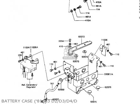 BATTERY CASE ('81-'83 D2/D3/D4/D - KZ440D1 LTD 1980 USA CANADA / BELT DRIVE