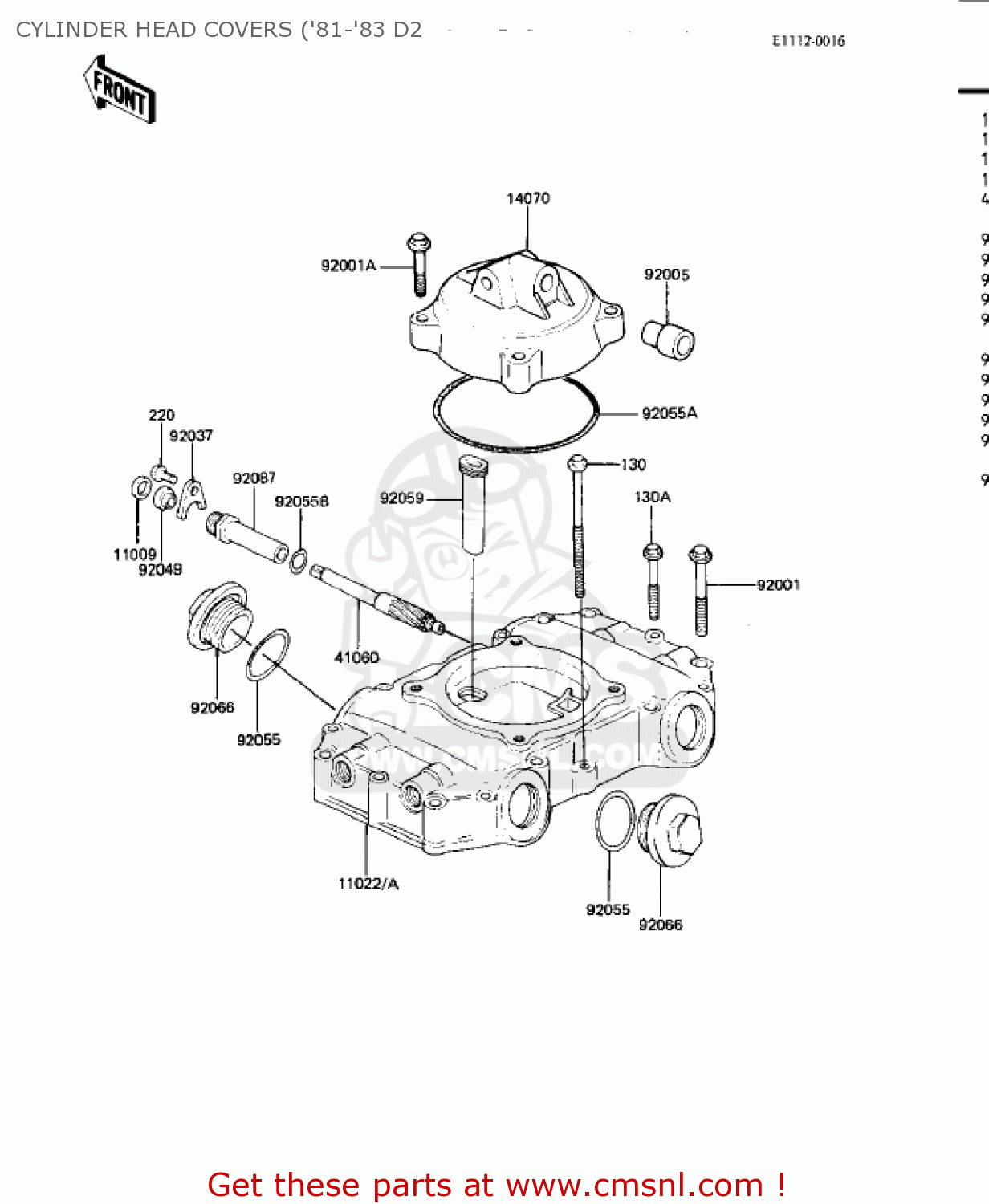 CYLINDER HEAD COVERS ('81-'83 D2 KZ440D2 LTD 1981 USA CANADA / BELT DRIVE