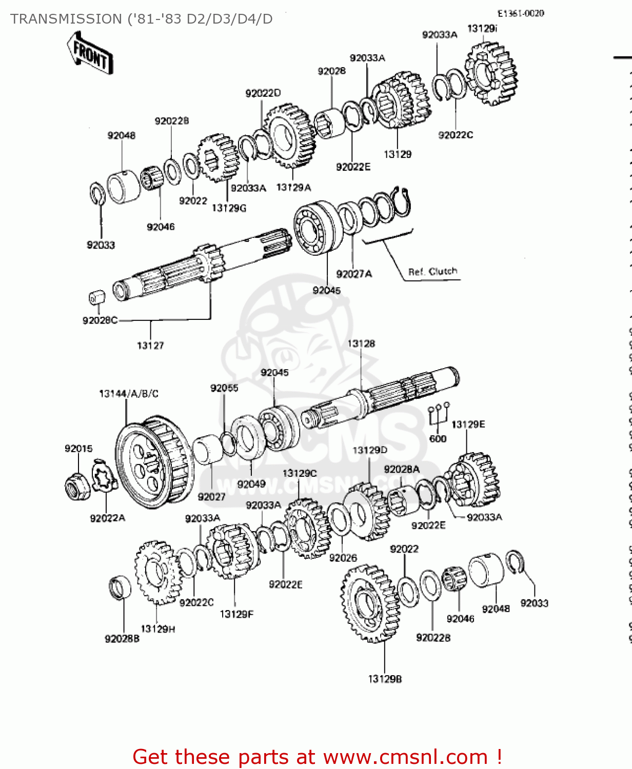 TRANSMISSION ('81-'83 D2/D3/D4/D KZ440D2 LTD 1981 USA CANADA / BELT DRIVE