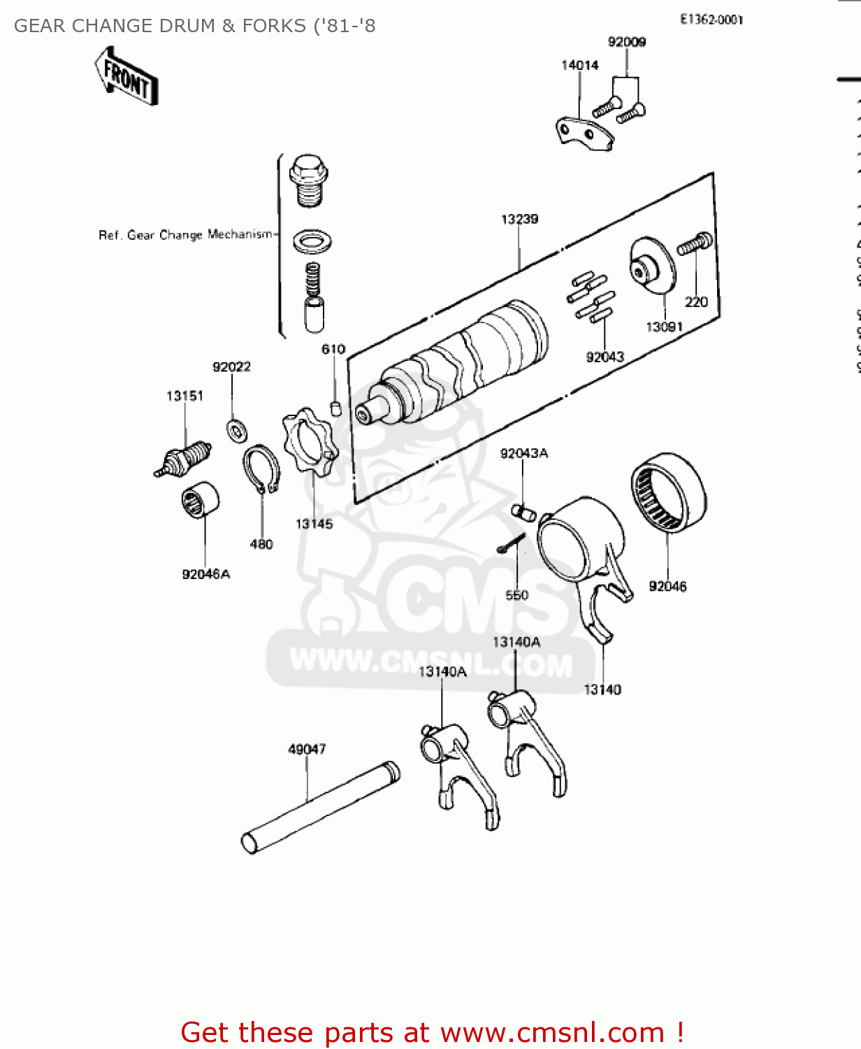 GEAR CHANGE DRUM & FORKS ('81-'8 KZ440D2 LTD 1981 USA CANADA / BELT DRIVE