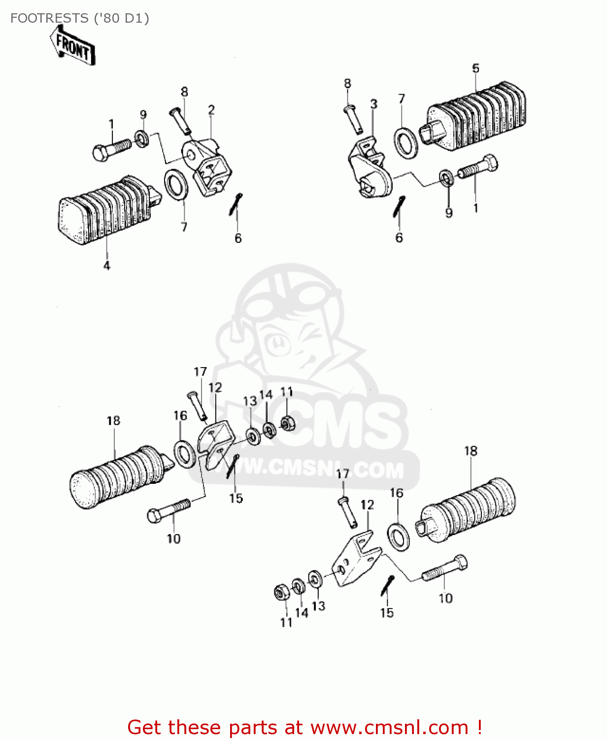 FOOTRESTS ('80 D1) KZ440D2 LTD 1981 USA CANADA / BELT DRIVE