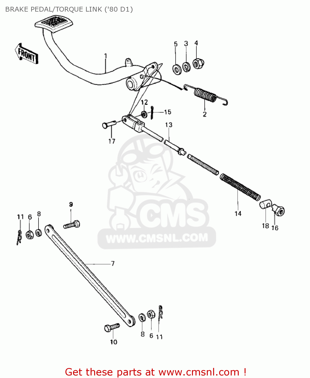 BRAKE PEDAL/TORQUE LINK ('80 D1) KZ440D2 LTD 1981 USA CANADA / BELT DRIVE