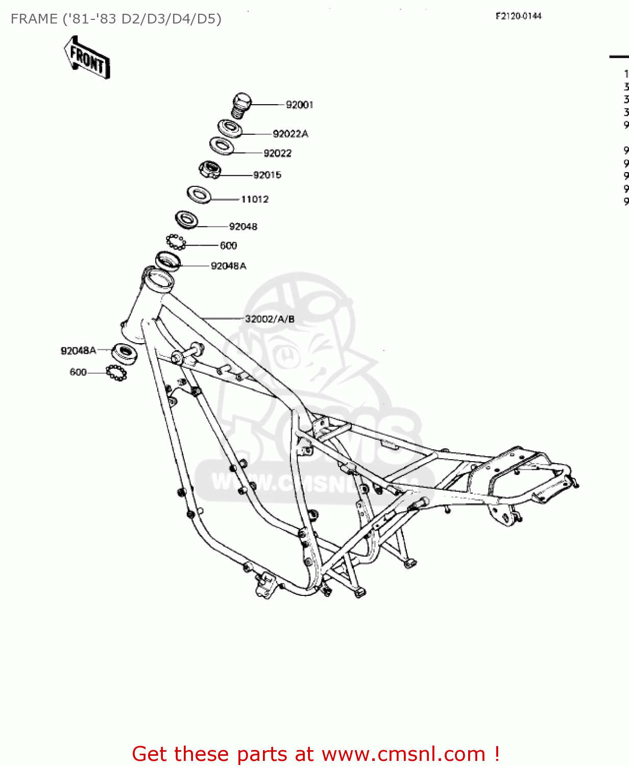 FRAME ('81-'83 D2/D3/D4/D5) KZ440D2 LTD 1981 USA CANADA / BELT DRIVE