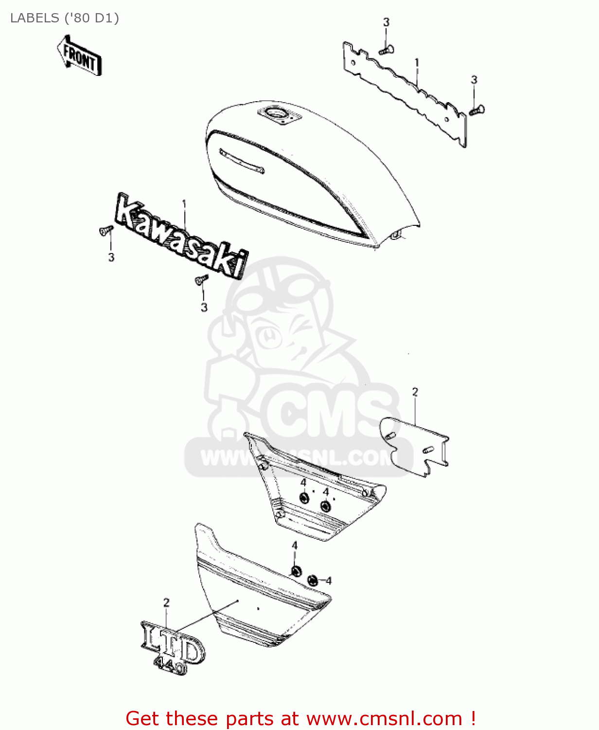 LABELS ('80 D1) KZ440D2 LTD 1981 USA CANADA / BELT DRIVE