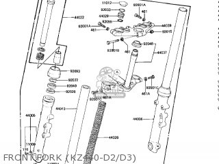 FRONT FORK (KZ440-D2/D3) - KZ440D2 LTD 1981 USA CANADA / BELT DRIVE