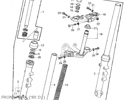 FRONT FORK ('80 D1) - KZ440D2 LTD 1981 USA CANADA / BELT DRIVE