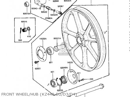 FRONT WHEEL/HUB (KZ440-D2/D3/D4) - KZ440D2 LTD 1981 USA CANADA / BELT DRIVE