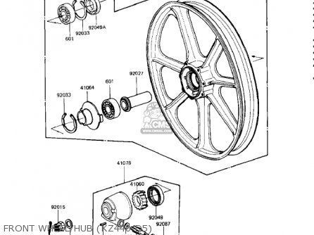 FRONT WHEEL/HUB (KZ440-D5) - KZ440D2 LTD 1981 USA CANADA / BELT DRIVE