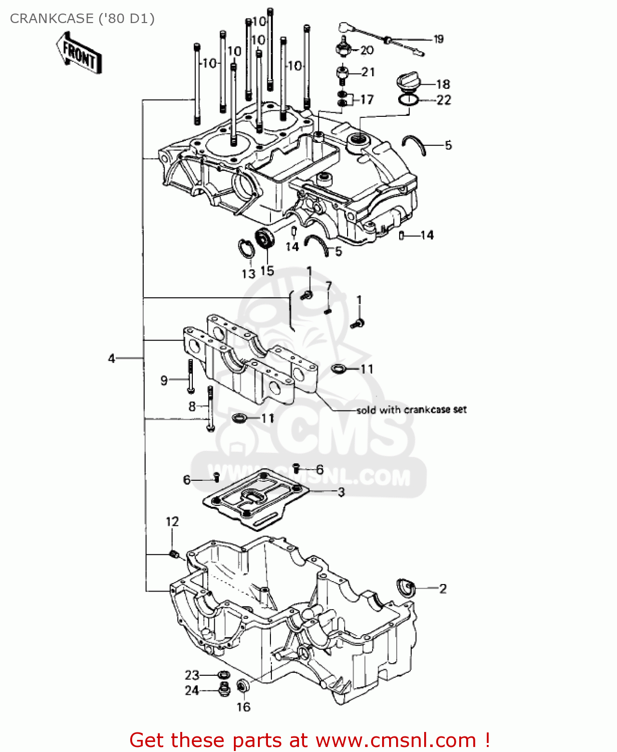 CRANKCASE ('80 D1) KZ440D3 LTD 1981 USA CANADA / BELT DRIVE