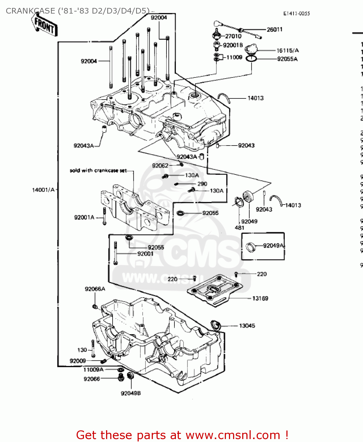 CRANKCASE ('81-'83 D2/D3/D4/D5) KZ440D3 LTD 1981 USA CANADA / BELT DRIVE