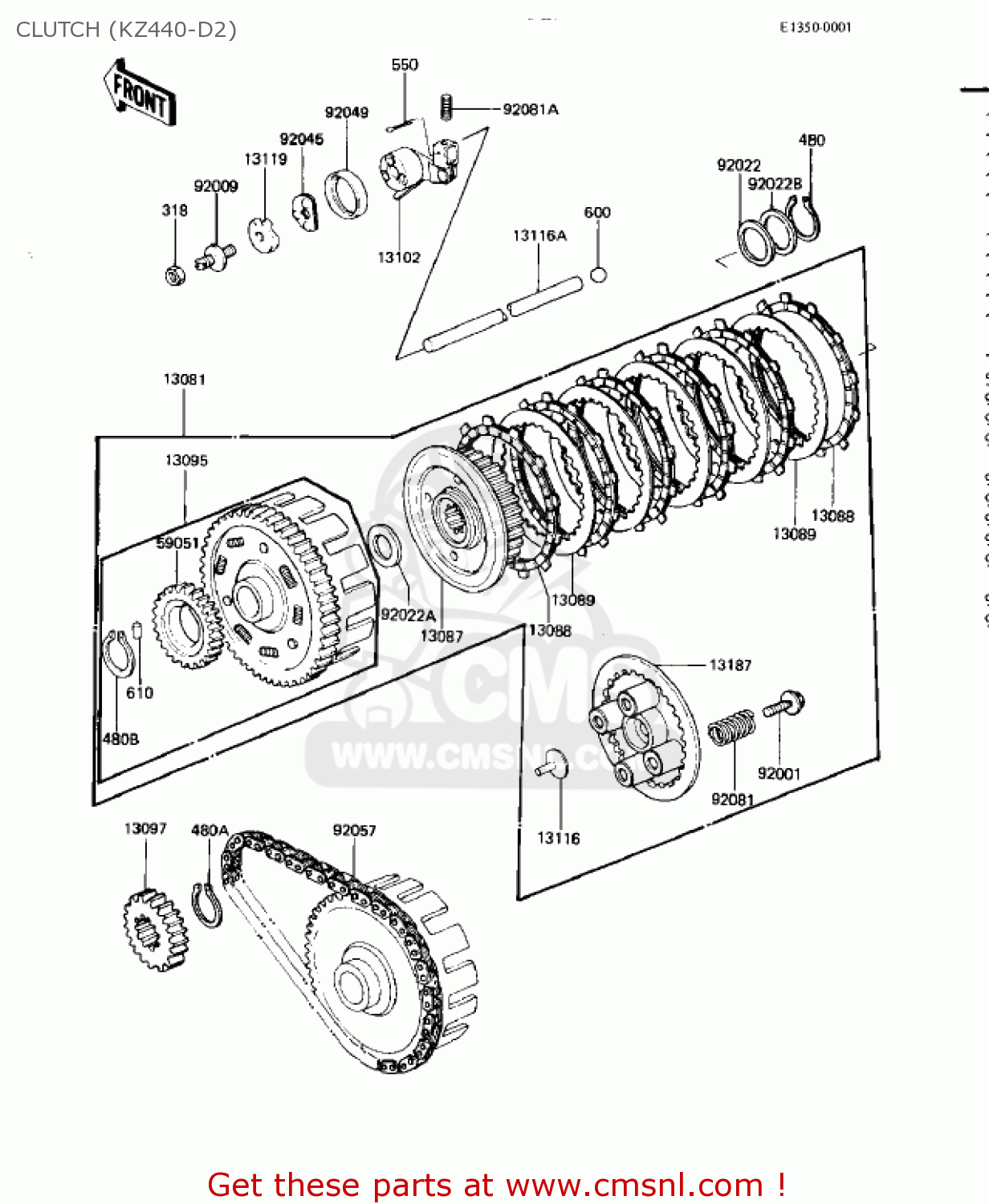 CLUTCH (KZ440-D2) KZ440D3 LTD 1981 USA CANADA / BELT DRIVE