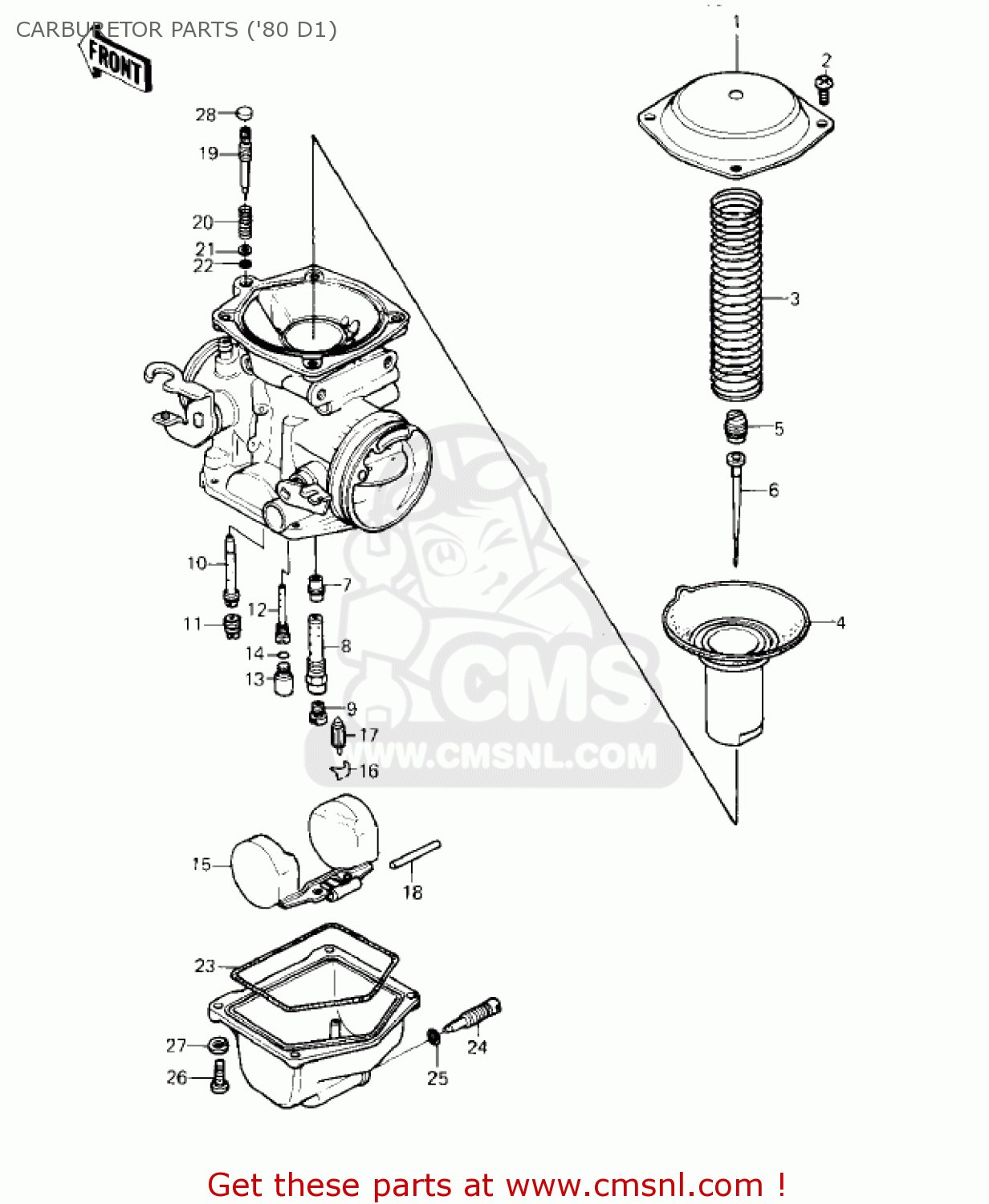 CARBURETOR PARTS ('80 D1) KZ440D3 LTD 1981 USA CANADA / BELT DRIVE