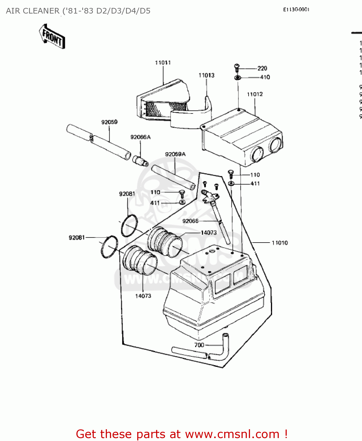 AIR CLEANER ('81-'83 D2/D3/D4/D5 KZ440D3 LTD 1981 USA CANADA / BELT DRIVE