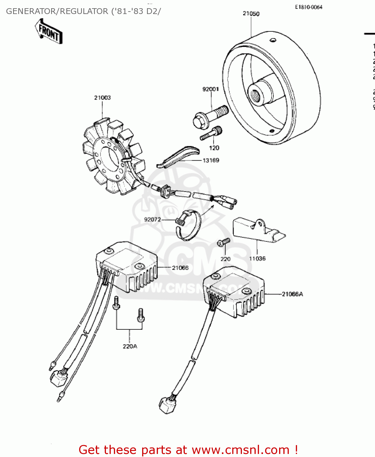 GENERATOR/REGULATOR ('81-'83 D2/ KZ440D3 LTD 1981 USA CANADA / BELT DRIVE