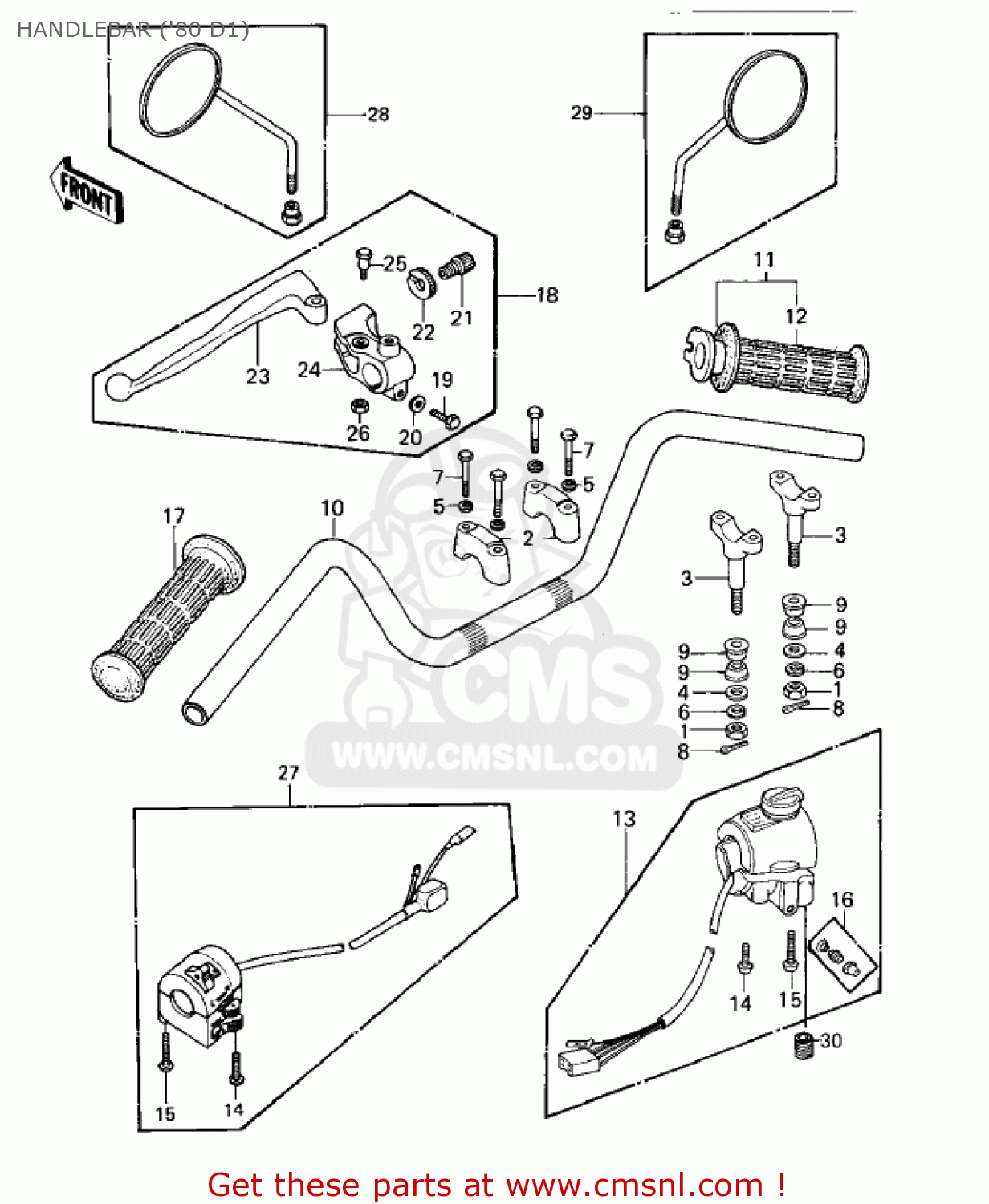 HANDLEBAR ('80 D1) KZ440D3 LTD 1981 USA CANADA / BELT DRIVE