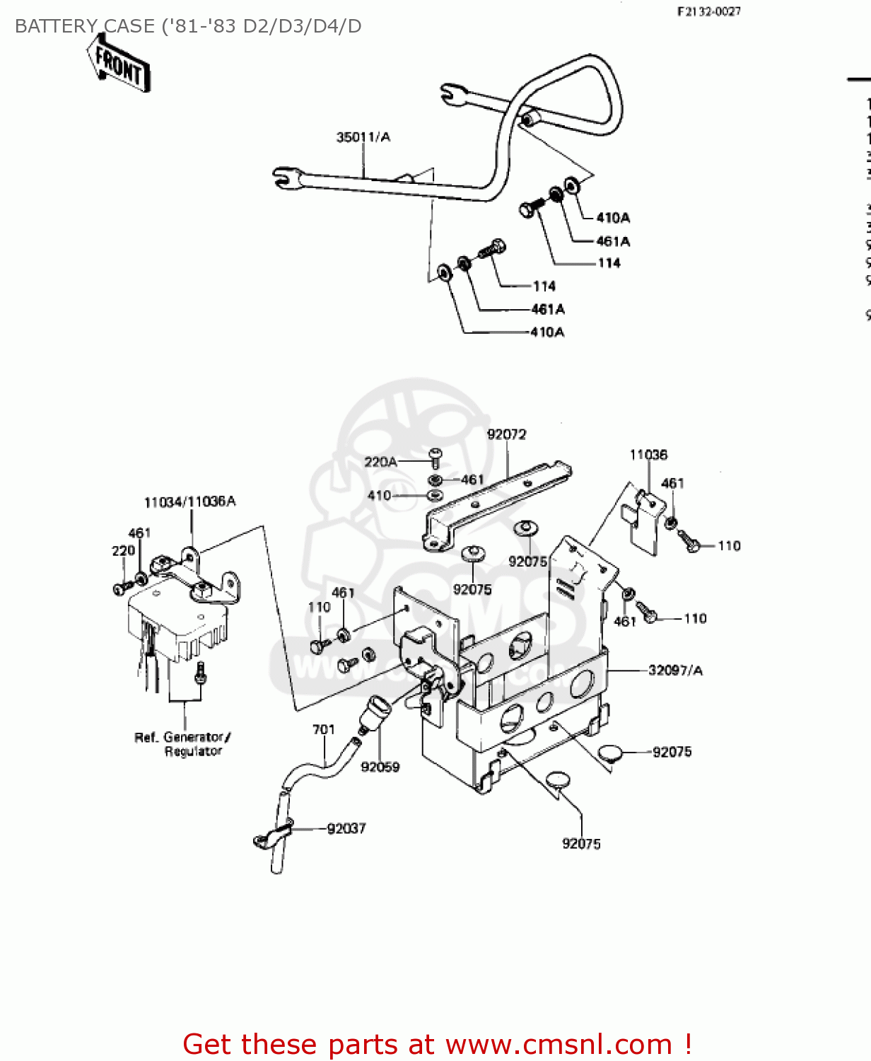 BATTERY CASE ('81-'83 D2/D3/D4/D KZ440D3 LTD 1981 USA CANADA / BELT DRIVE