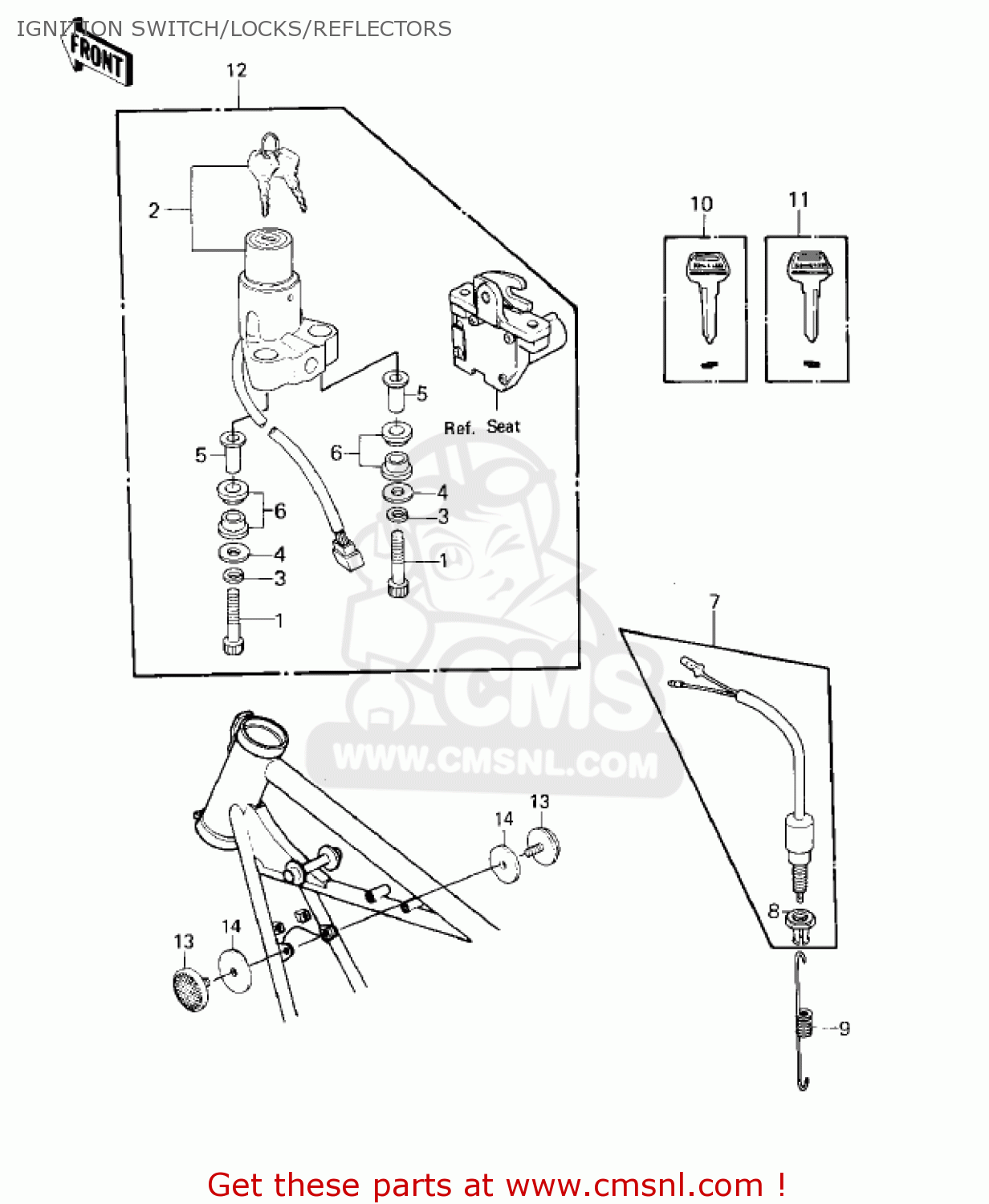 IGNITION SWITCH/LOCKS/REFLECTORS KZ440D3 LTD 1981 USA CANADA / BELT DRIVE