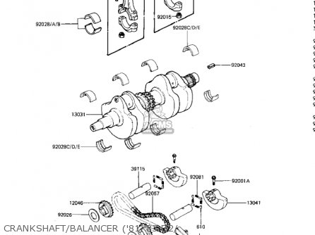 CRANKSHAFT/BALANCER ('81-'83 D2/ - KZ440D3 LTD 1981 USA CANADA / BELT DRIVE