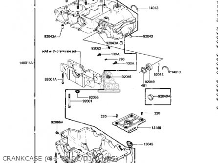CRANKCASE ('81-'83 D2/D3/D4/D5) - KZ440D3 LTD 1981 USA CANADA / BELT DRIVE
