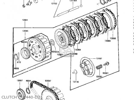 CLUTCH (KZ440-D2) - KZ440D3 LTD 1981 USA CANADA / BELT DRIVE