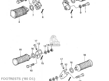 FOOTRESTS ('80 D1) - KZ440D3 LTD 1981 USA CANADA / BELT DRIVE