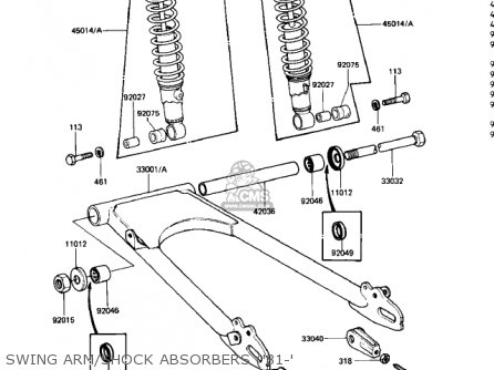 SWING ARM/SHOCK ABSORBERS ('81-' - KZ440D3 LTD 1981 USA CANADA / BELT DRIVE