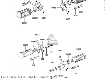 FOOTRESTS ('81-'83 D2/D3/D4/D5) - KZ440D3 LTD 1981 USA CANADA / BELT DRIVE