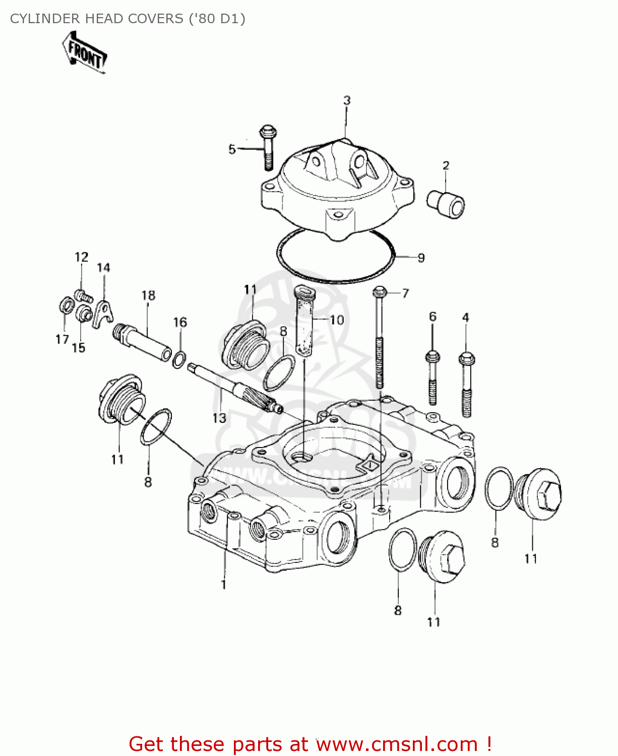 CYLINDER HEAD COVERS ('80 D1) KZ440D4 LTD 1982 USA CANADA / BELT DRIVE