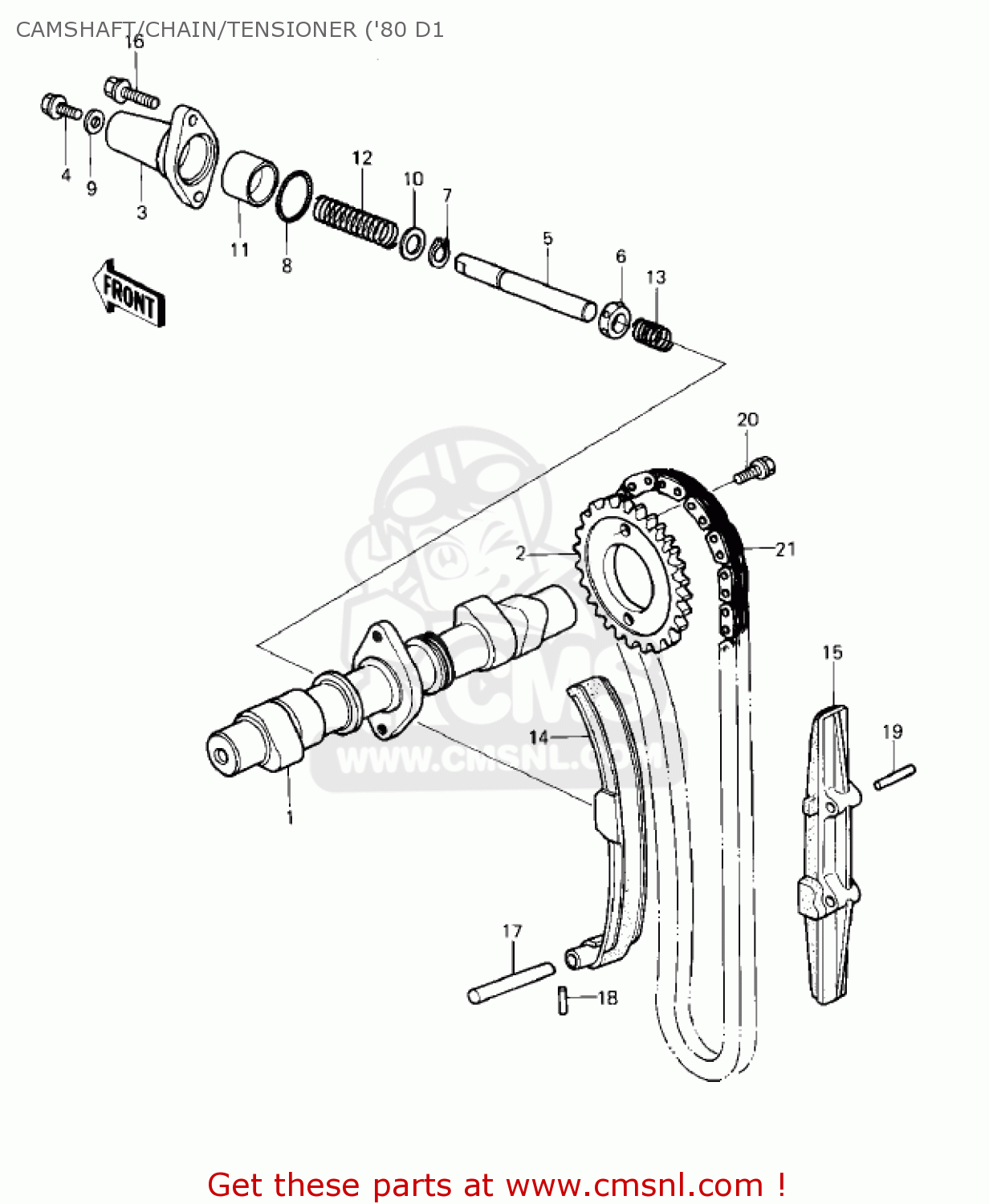 CAMSHAFT/CHAIN/TENSIONER ('80 D1 KZ440D4 LTD 1982 USA CANADA / BELT DRIVE