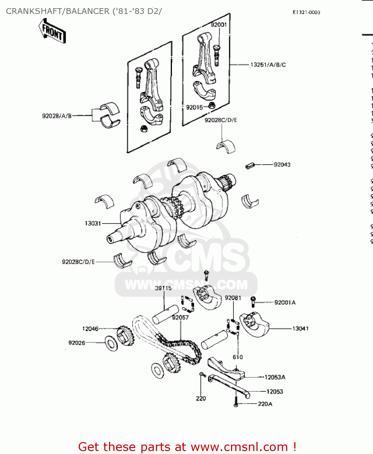 CRANKSHAFT/BALANCER ('81-'83 D2/ KZ440D4 LTD 1982 USA CANADA / BELT DRIVE